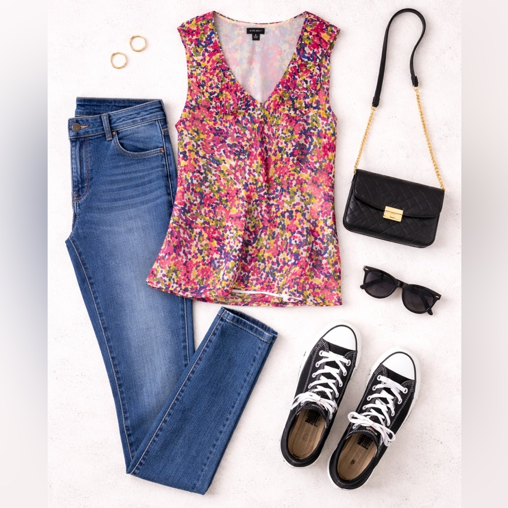 🍓3/$15 Nine West colorful sleeveless Blouse